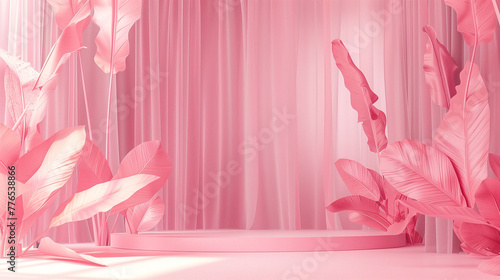 Whimsical Pink with Miniature Leaves: Charming and Serene