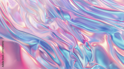 3D iridescent background with pastel pink and blue AI-generated Image