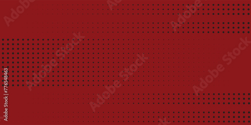 Vector abstract red background frame of geometric shapes. Circular ornament. Pattern of white dots, particles, molecules, fragments.