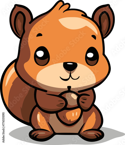 A charming chipmunk clutching an acorn in this cartoon, perfect for children's books and educational materials.