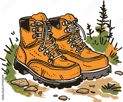 Rugged hiking boots, a symbol of readiness for trail adventures, suitable for outdoor activity features and adventure gear promotions.