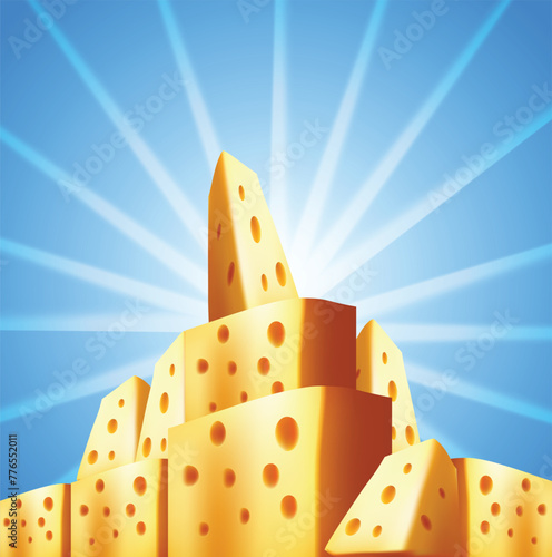 illustration grouped realistic cheeses, parmesan