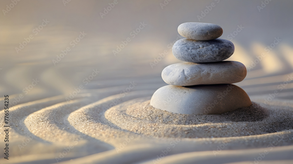 A collection of rocks piled on top of each other in a minimalist ...