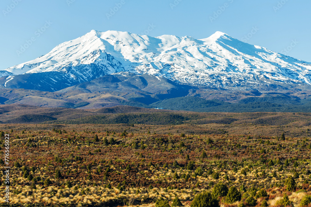 A Stunning View of Mount Ruapehu, Cloaked in a Blanket of Glistening Snow A Stunning View of Mount Ruapehu, Cloaked in a Blanket of Glistening Snow