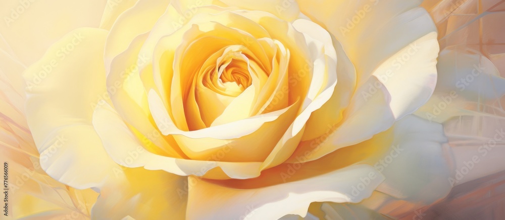 A vibrant yellow rose showcased in a close-up shot with a soft white backdrop, highlighting its delicate petals A vibrant yellow rose showcased in a close-up shot with a soft white backdrop, highlighting its delicate petals