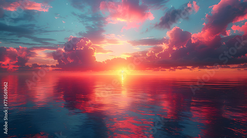 Breathtaking Sunset Clouds Over Ocean © Nine