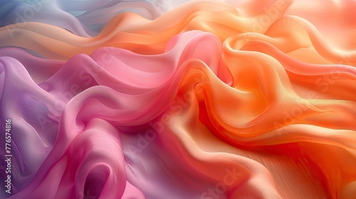 The delicate folds and ripples of a silk scarf, catching the light in a dance of color.