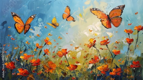Vibrant Butterfly Acrylic Painting