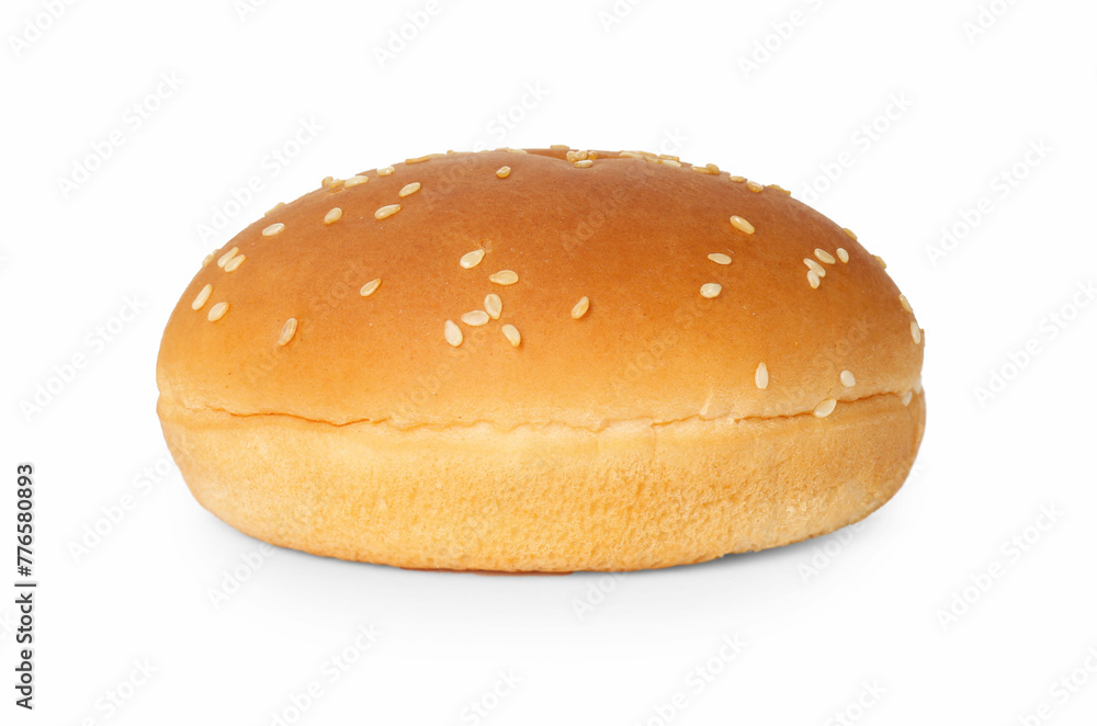 One fresh burger bun isolated on white