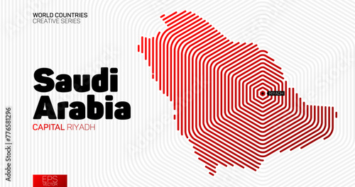 Abstract map of Saudi Arabia with red hexagon lines