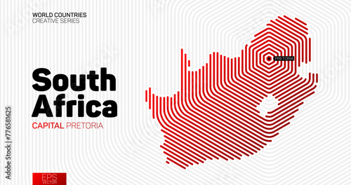 Abstract map of South Africa with red hexagon lines
