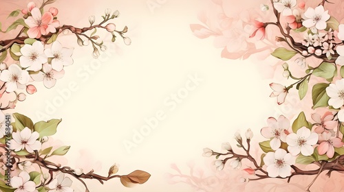 Spring Blossom Floral Frame Elegant Design Invitation Background © FEROHORA