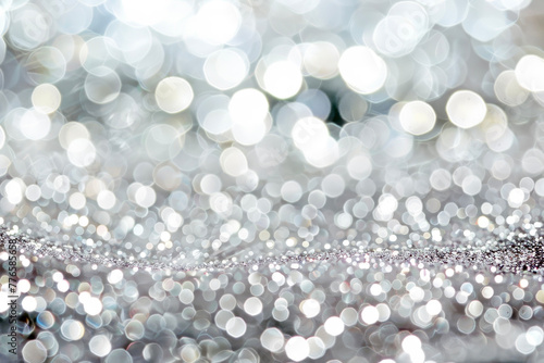 Abstract Background of Glitter Vintage Lights: Silver and White, De-focused Banner