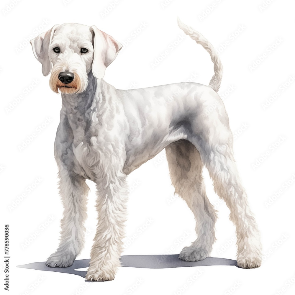 Bedlington terrier dog. Bedlington terrier clipart. Watercolor illustration. Generative AI. Detailed illustration.
