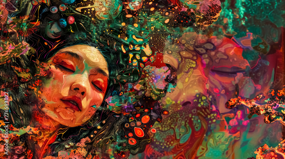Surreal dream portrait with abstract colors