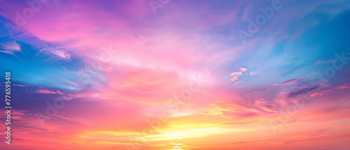 A breathtaking sunset sky displaying a splendid mixture of colors forming a captivating gradient, captured in high-definition to showcase its mesmerizing vibrancy.