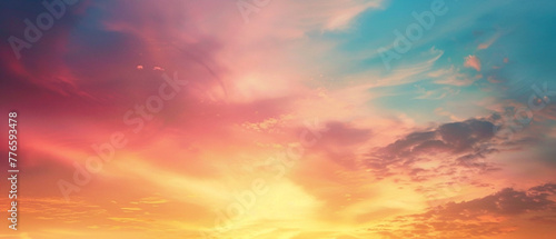 A breathtaking sunset sky displaying a splendid mixture of colors forming a captivating gradient, captured in high-definition to showcase its mesmerizing vibrancy. photo