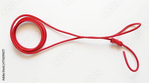 A top-down view of a jump rope placed on a white background. photo
