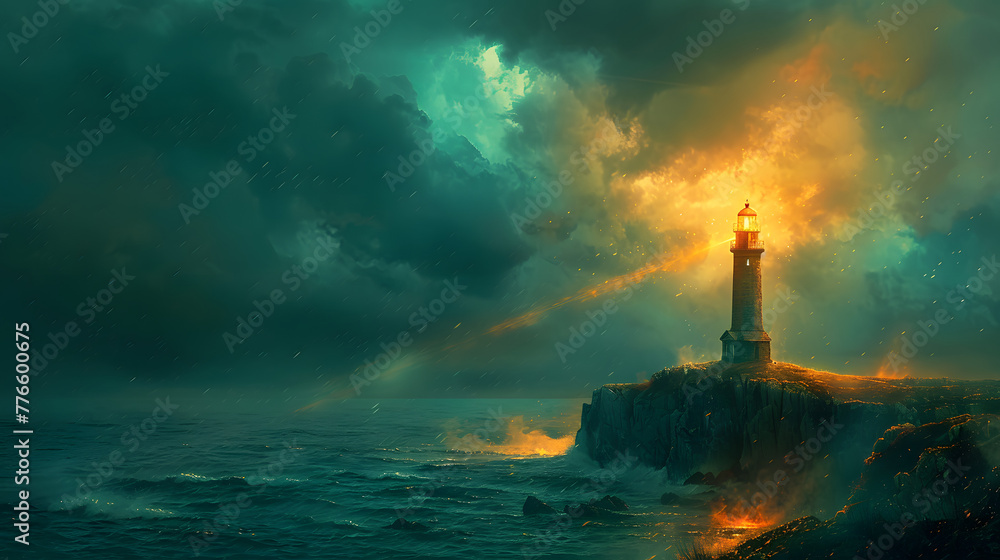 Lighthouse Beacon at Twilight