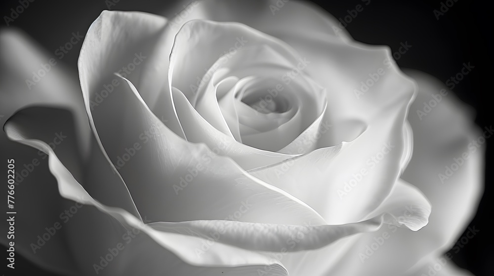 Obraz premium Black and white rose in sharp focus, capturing every intricate detail.