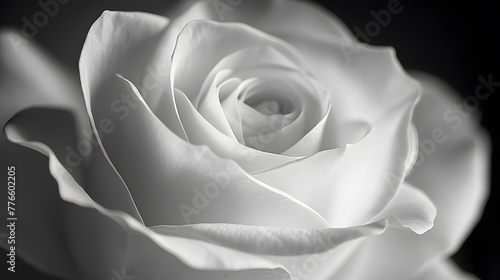 Black and white rose in sharp focus, capturing every intricate detail.