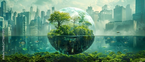 ESG planet, urbanization in nature's embrace photo