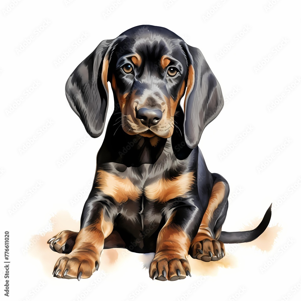 ภาพประกอบสต็อก Black and tan coonhound. American black and tan ...