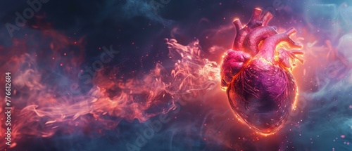 Cardiology advancements, a heart aglow photo