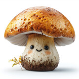 3d mushroom character on white background, generative ai