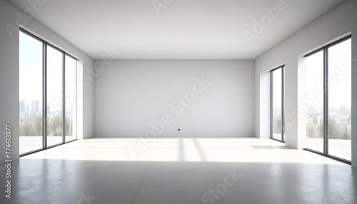 Generate a highly realistic image of a modern architecture empty in an elegant style, empty, showcasing a minimalist design. Generate an empty room without any furniture items;