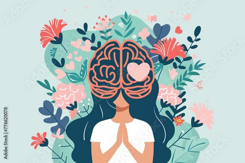 Mental health awareness month web banner with brain illustration and supportive message  vector design