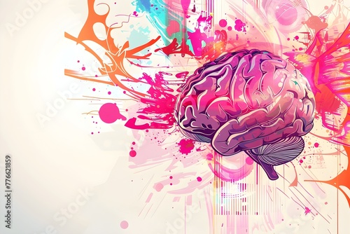 Colorful paint splatters on a brain, representing creativity and imagination.  © Sadia Rana