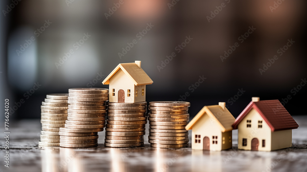 Stacked Coins and Miniature Houses Investment Stacked Coins and Miniature Houses Investment