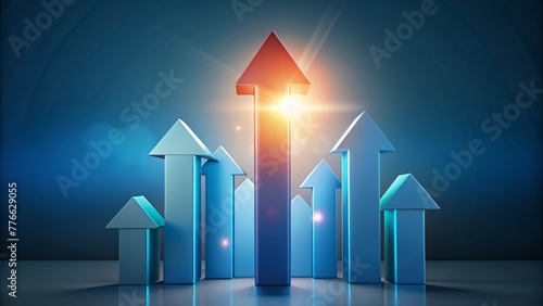 Arrows pointing up mock up  success and business growth
