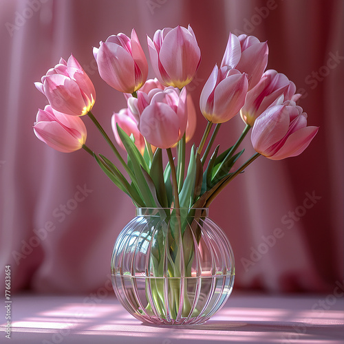 pink tulip flowers photo, generative ai