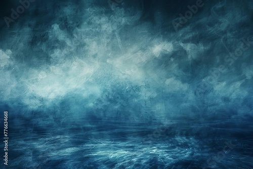 Haunted dark blue sky and stormy sea  horror and mystery themed abstract background  blurred texture  digital art