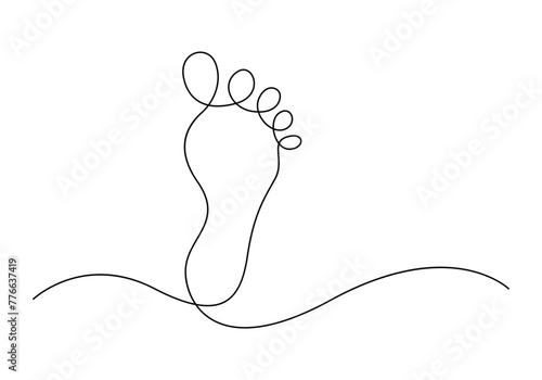 Bare foot continuous single line drawing of concept doodle style vector illustration.