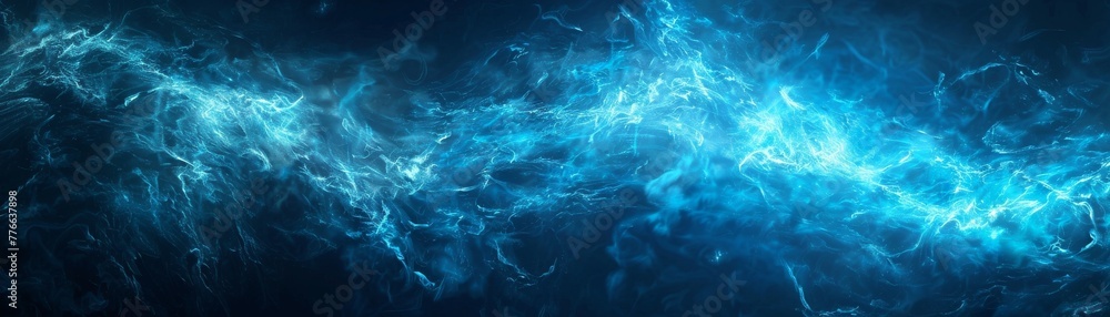 Intense Blue Neon Smoke Texture Abstract Background
