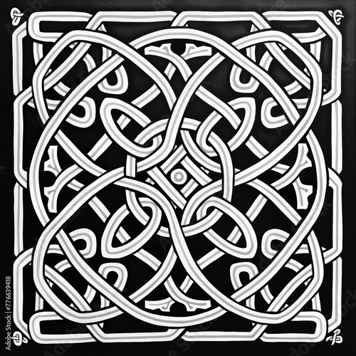 Celtic knotwork geometric pattern, intricate and interwoven lines