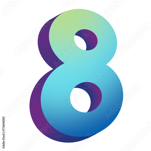 3d colorful kids number eight