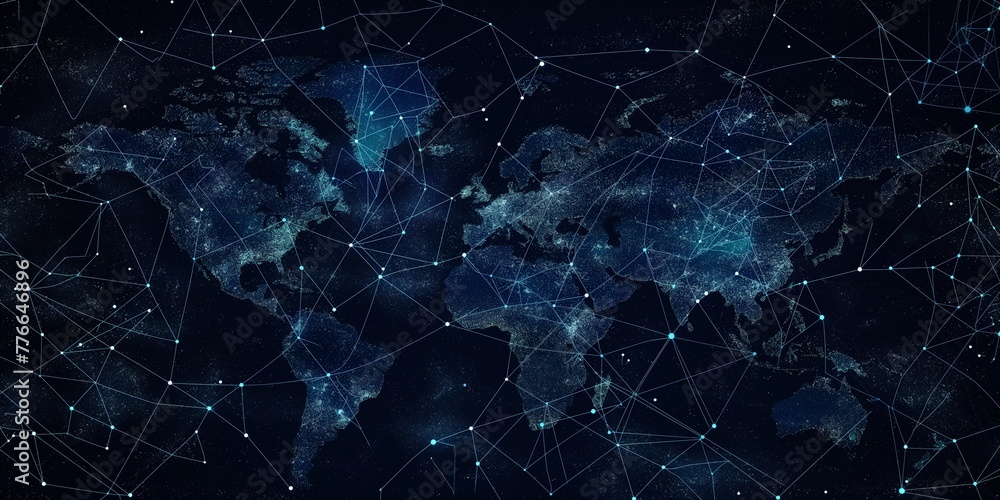 Abstract image of a world map in the form of a starry sky or space ...