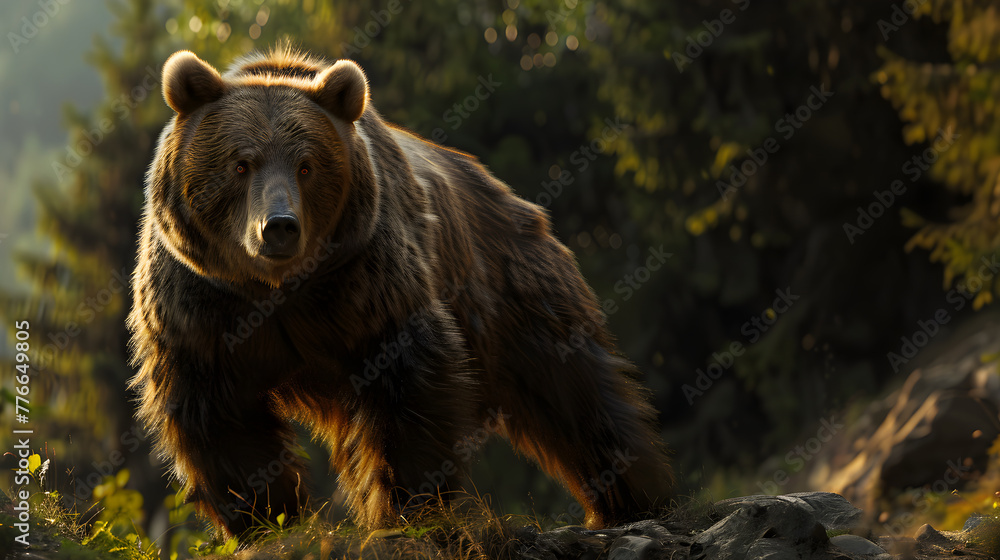Majestic LZ Bear in its Natural Habitat - A Captivating Wildlife Encounter - obrazy, fototapety, plakaty 