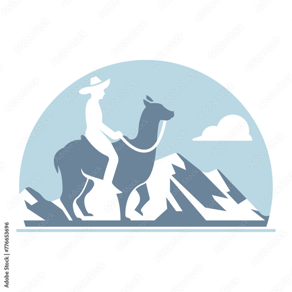Fototapeta premium llama rider vector illustration