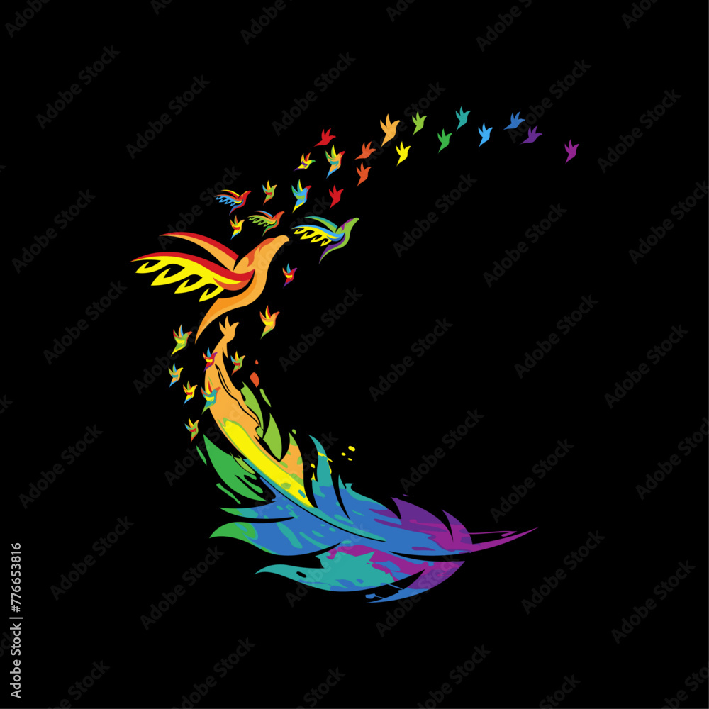 Obraz premium abstract vector illustration of colorful bird with feather
