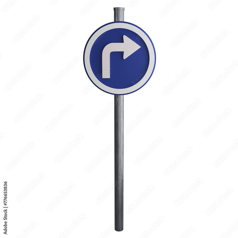 Turn right ahead sign on the road clipart flat design icon isolated on transparent background, 3D render road sign and traffic sign concept Turn right ahead sign on the road clipart flat design icon isolated on transparent background, 3D render road sign and traffic sign concept