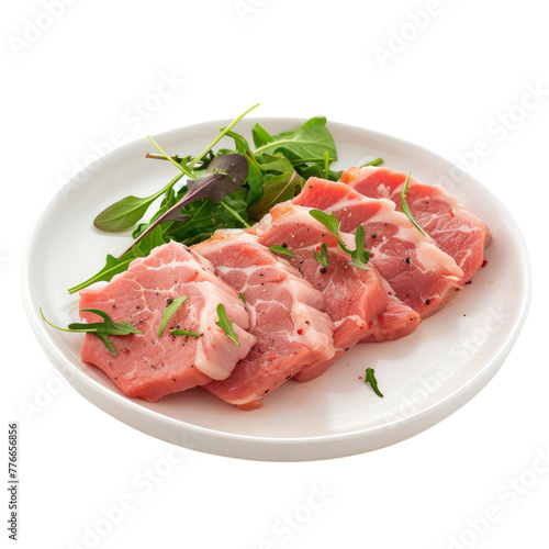 Pork Loin, Juicy slice, studio short, colorful , isolated on pure white background 