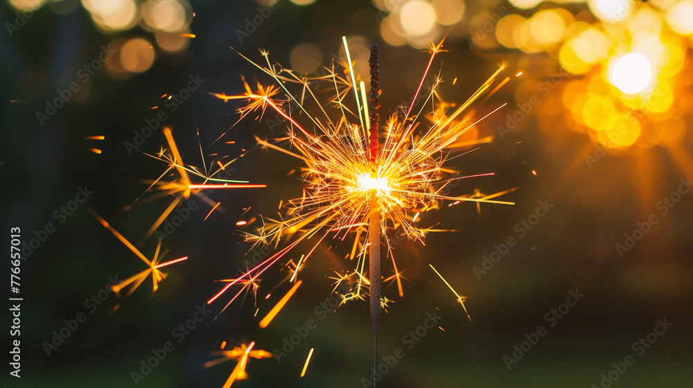 Obraz premium party sparkler on blurred bokeh background