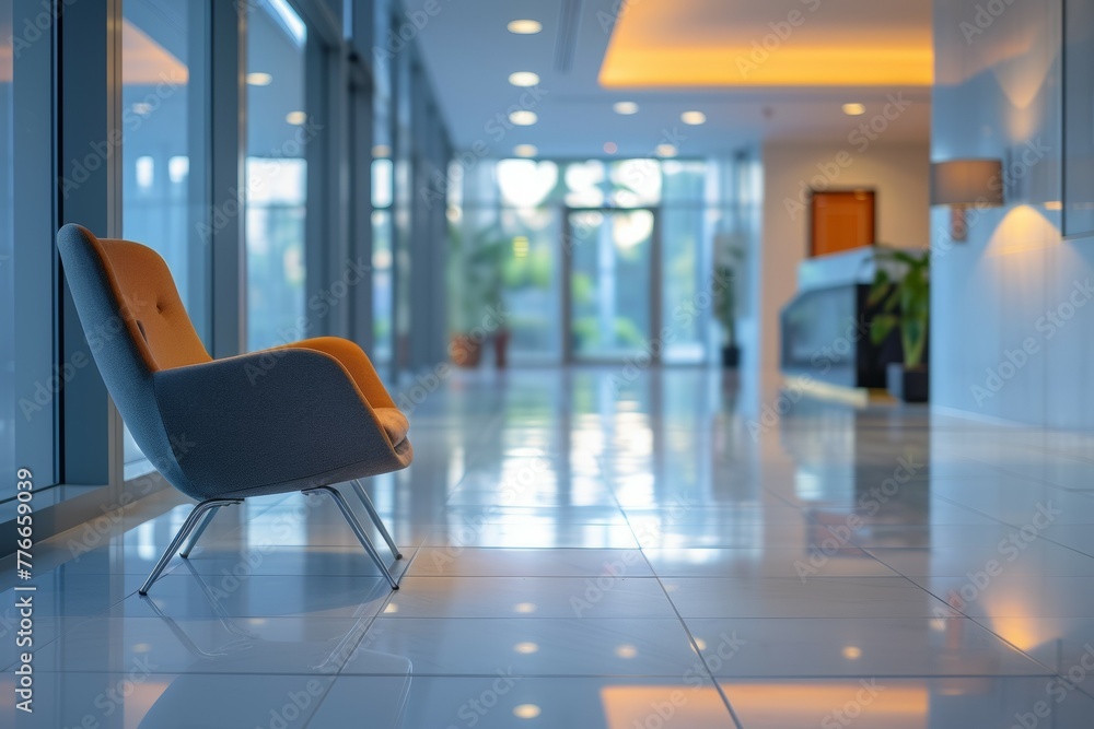 Chair in a cozy office. Backdrop with selective focus and copy space Chair in a cozy office. Backdrop with selective focus and copy space