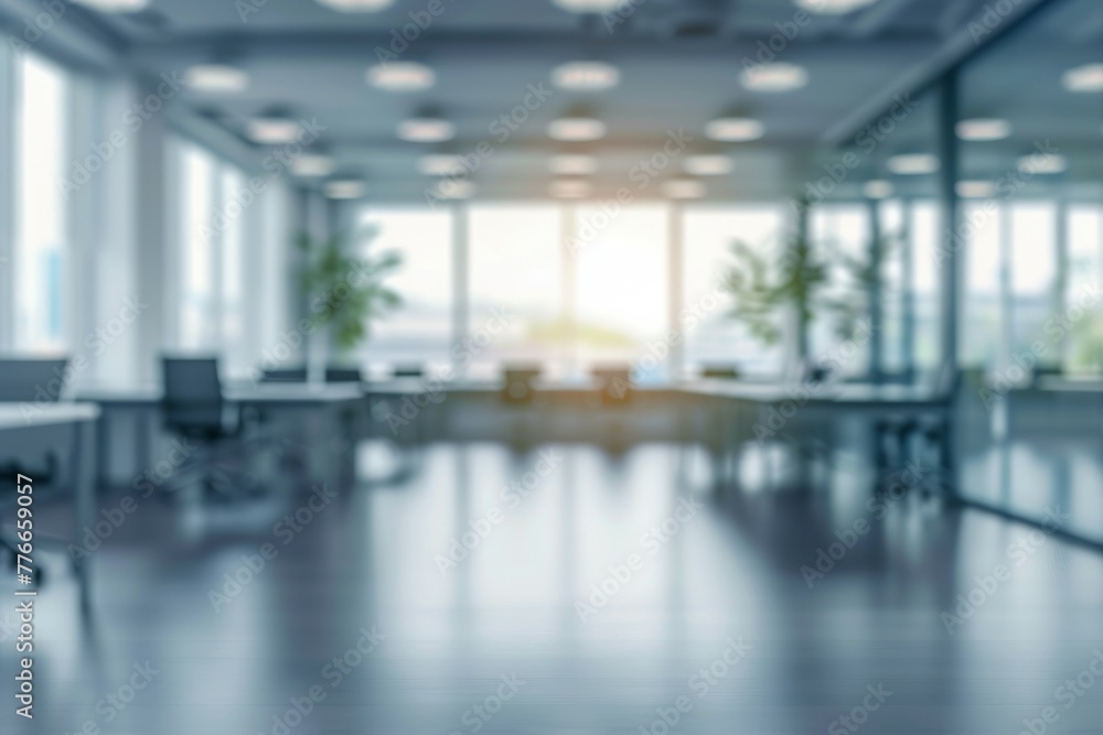 Blurred backdrop of modern office interior, empty open space for design Blurred backdrop of modern office interior, empty open space for design