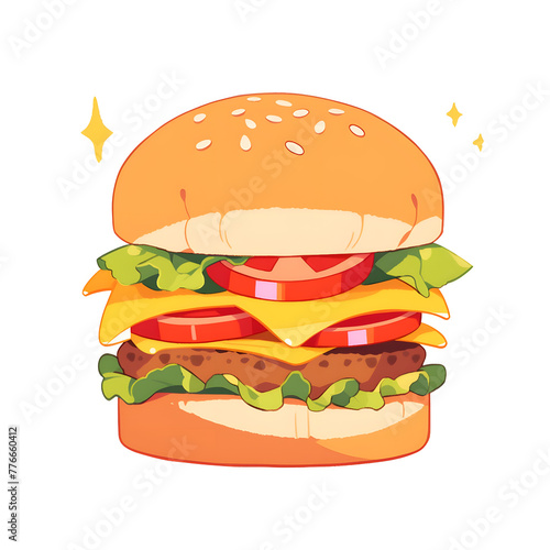 hamburger on white background  Generative AI 